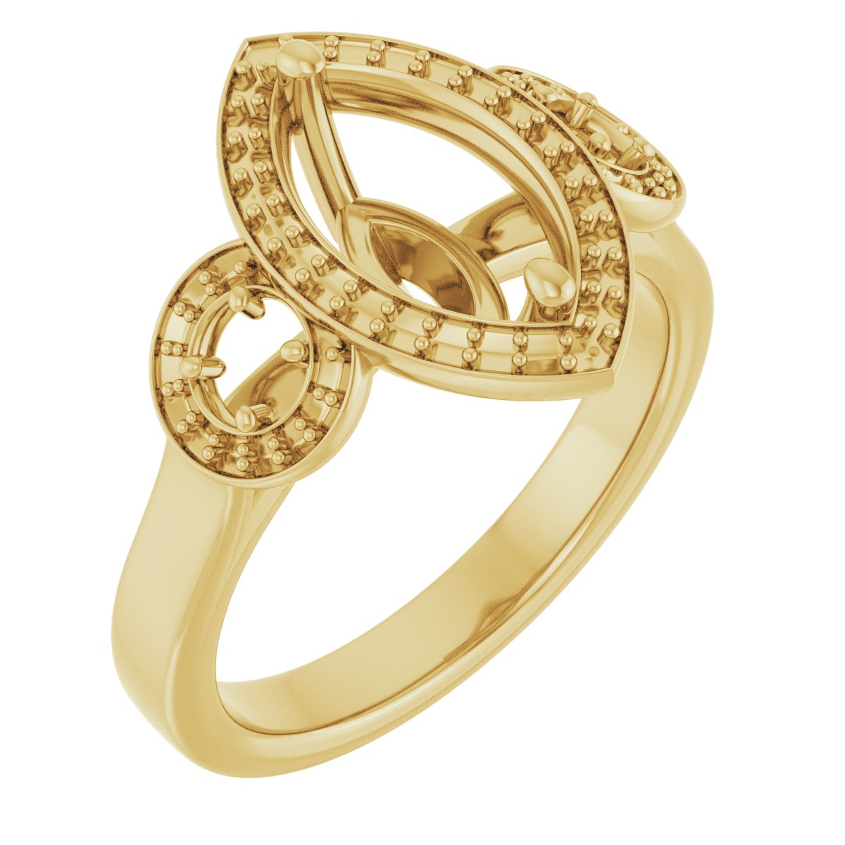 Three-Stone Halo-Style Engagement Ring