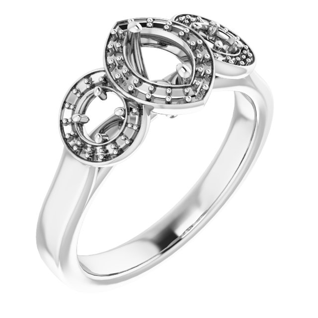 Three-Stone Halo-Style Engagement Ring