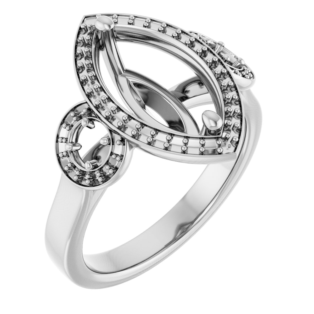 Three-Stone Halo-Style Engagement Ring
