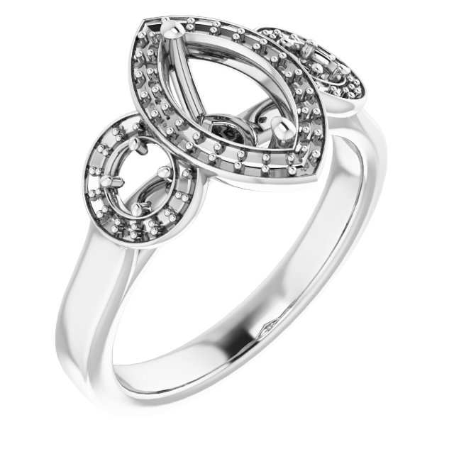 Three-Stone Halo-Style Engagement Ring