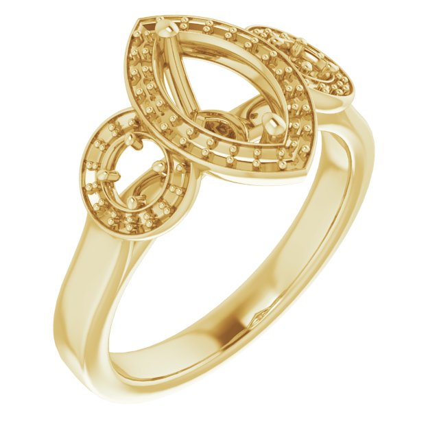 Three-Stone Halo-Style Engagement Ring