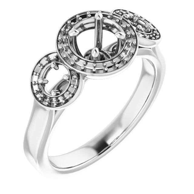 Three-Stone Halo-Style Engagement Ring