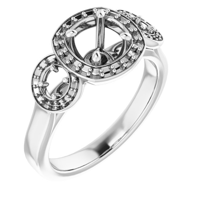 Three-Stone Halo-Style Engagement Ring