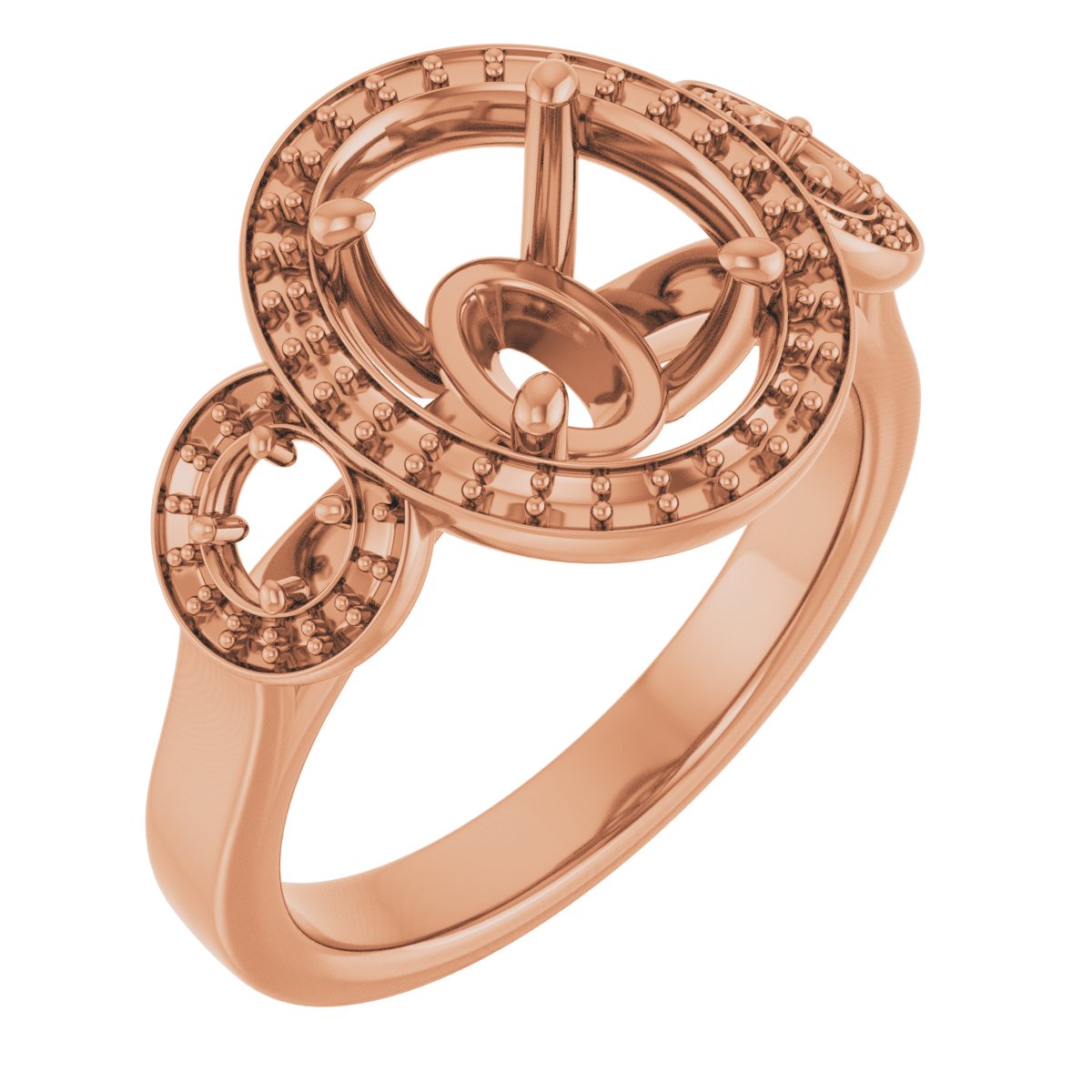 Three-Stone Halo-Style Engagement Ring