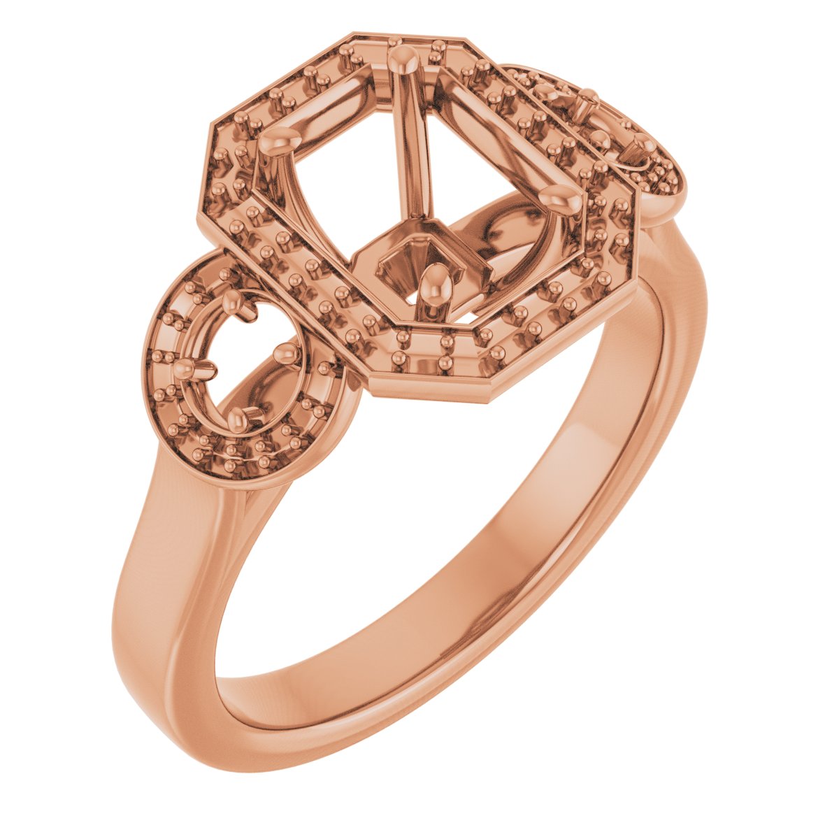 Three-Stone Halo-Style Engagement Ring