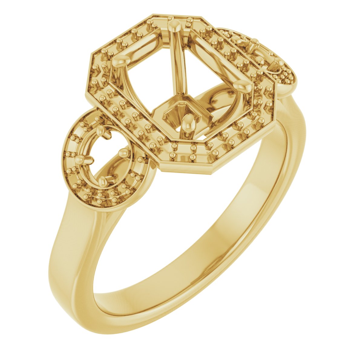 Three-Stone Halo-Style Engagement Ring