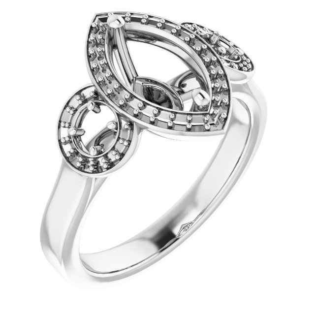 Three-Stone Halo-Style Engagement Ring