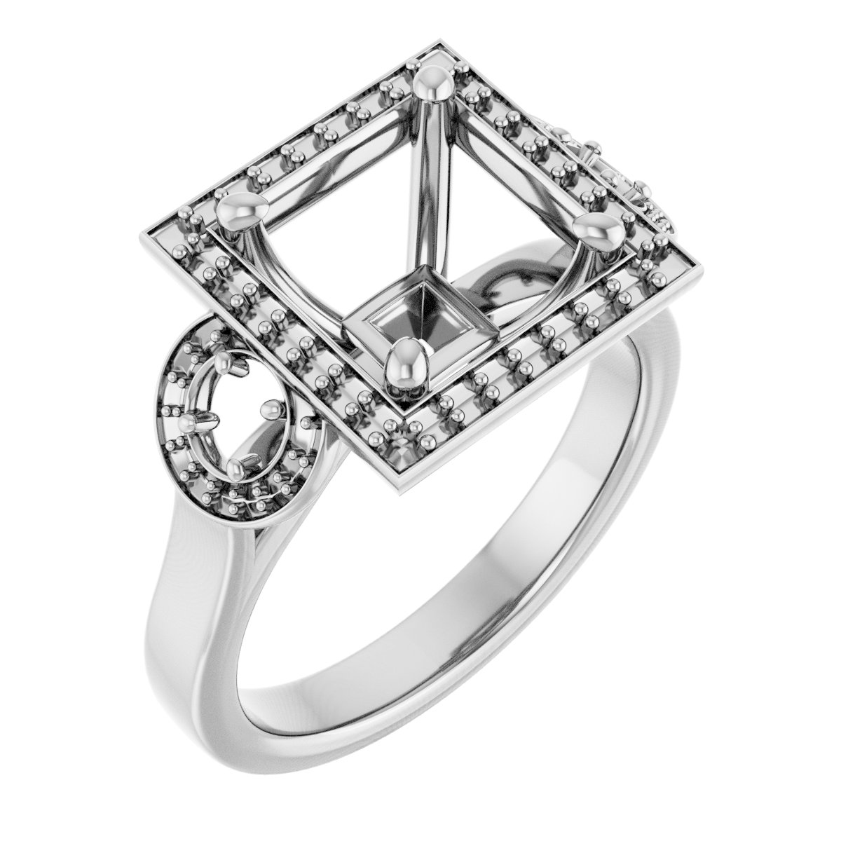 Three-Stone Halo-Style Engagement Ring