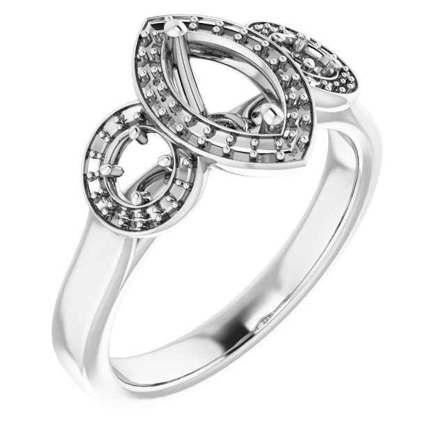 Three-Stone Halo-Style Engagement Ring