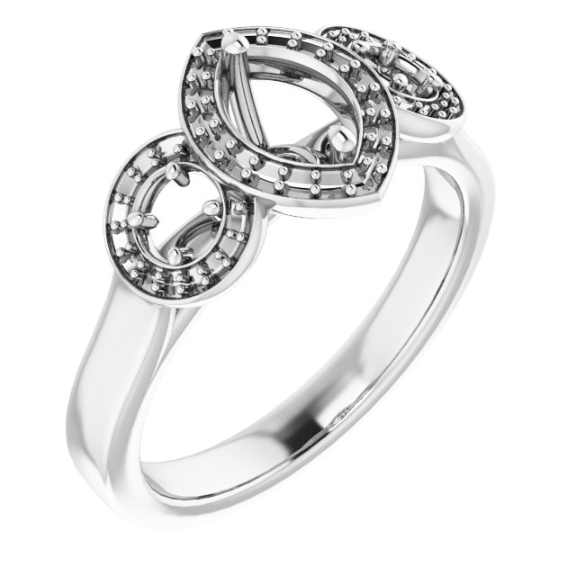 Three-Stone Halo-Style Engagement Ring