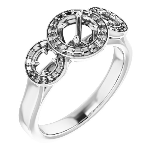 Three-Stone Halo-Style Engagement Ring