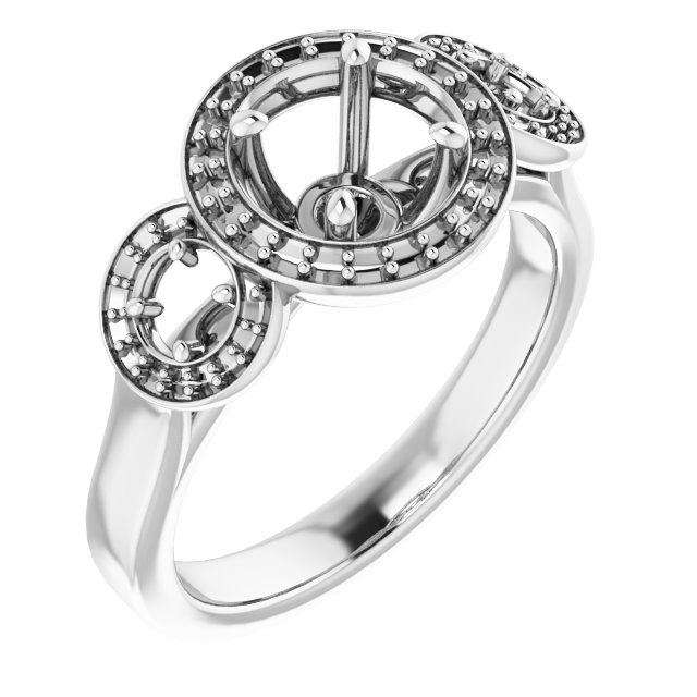 Three-Stone Halo-Style Engagement Ring