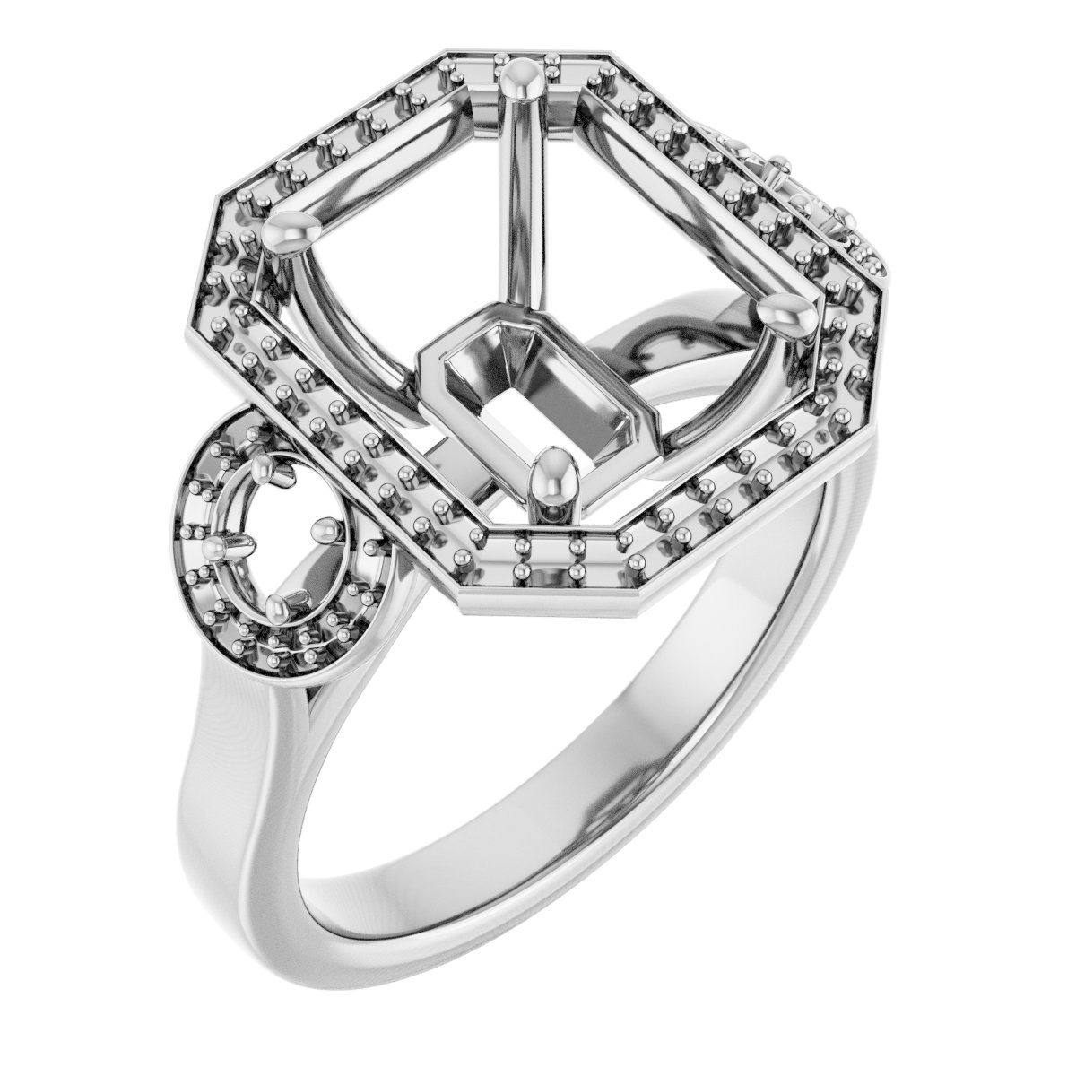 Three-Stone Halo-Style Engagement Ring