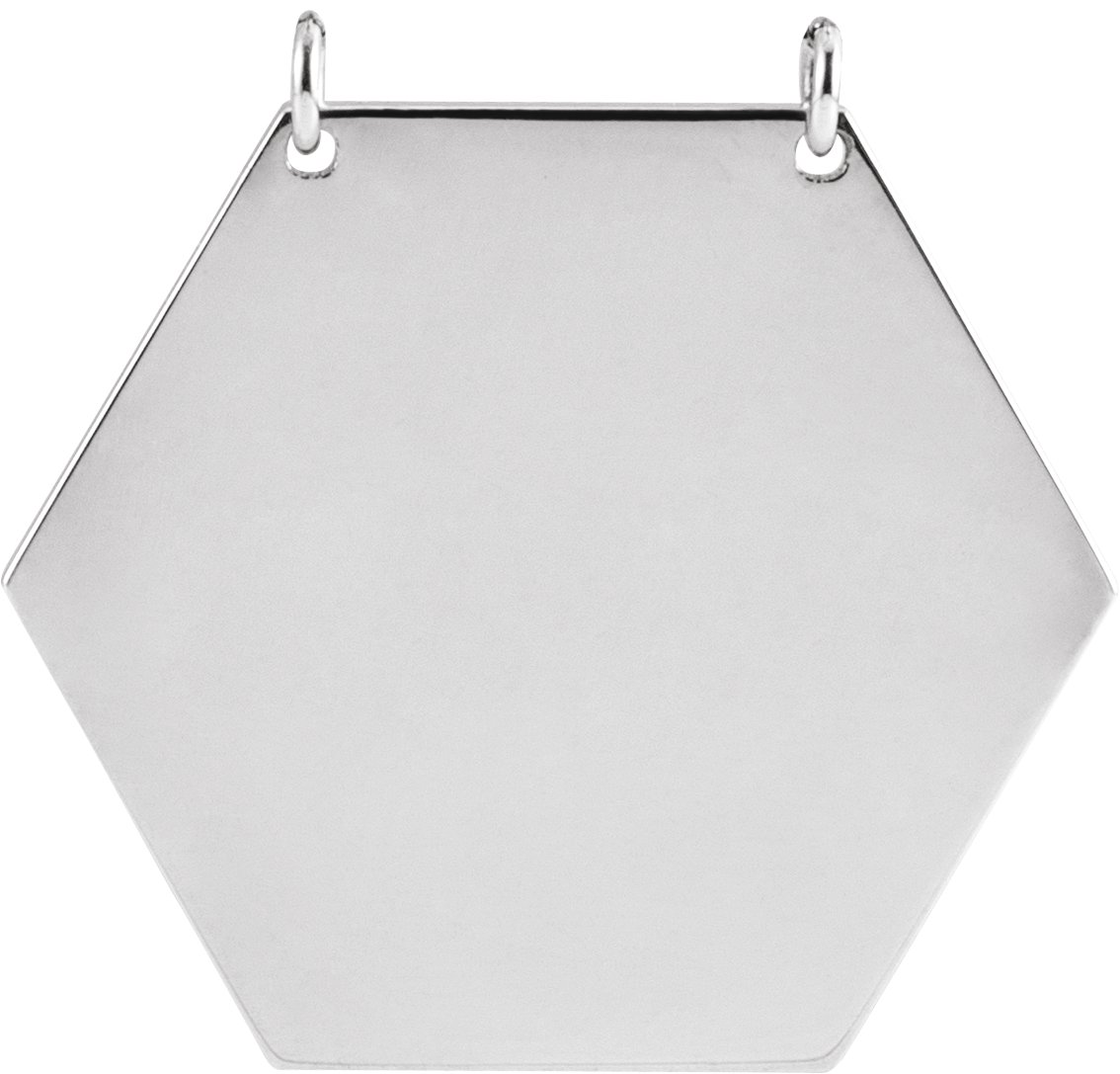 14K White 20 mm Engravable Hexagon Necklace Center