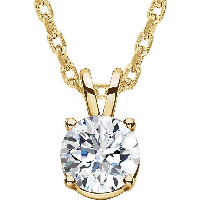 14K Yellow  1/4 CT Lab-Grown Diamond Solitaire 16-18" Necklace