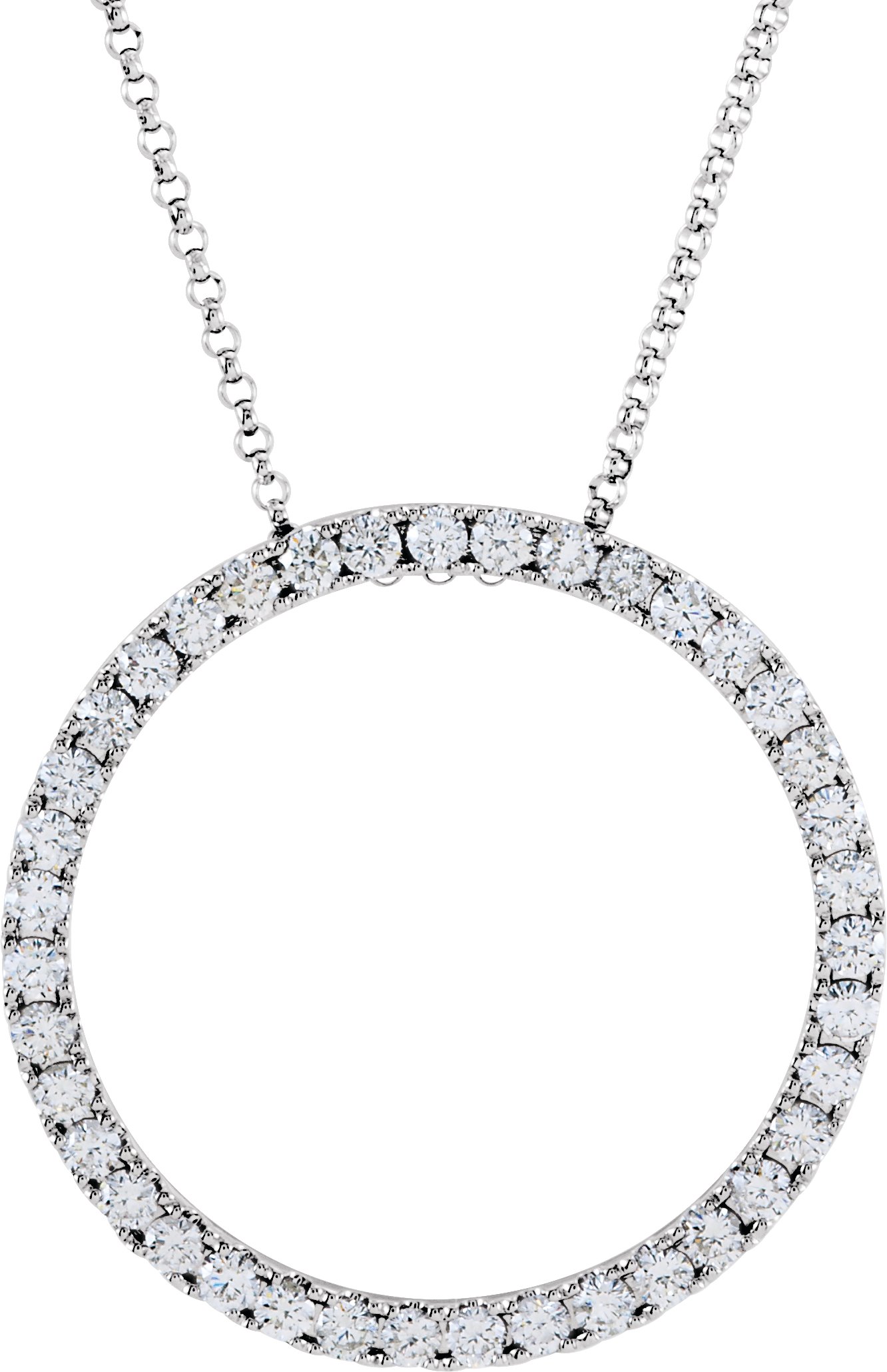 14K White 1 CTW Natural Diamond Circle 18 Necklace