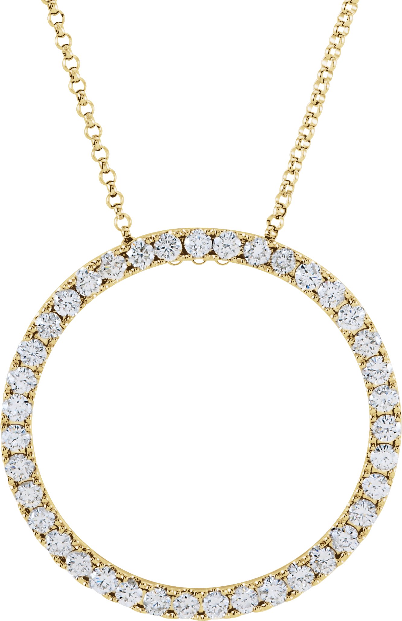14K Yellow 1 CTW Natural Diamond Circle 18 Necklace