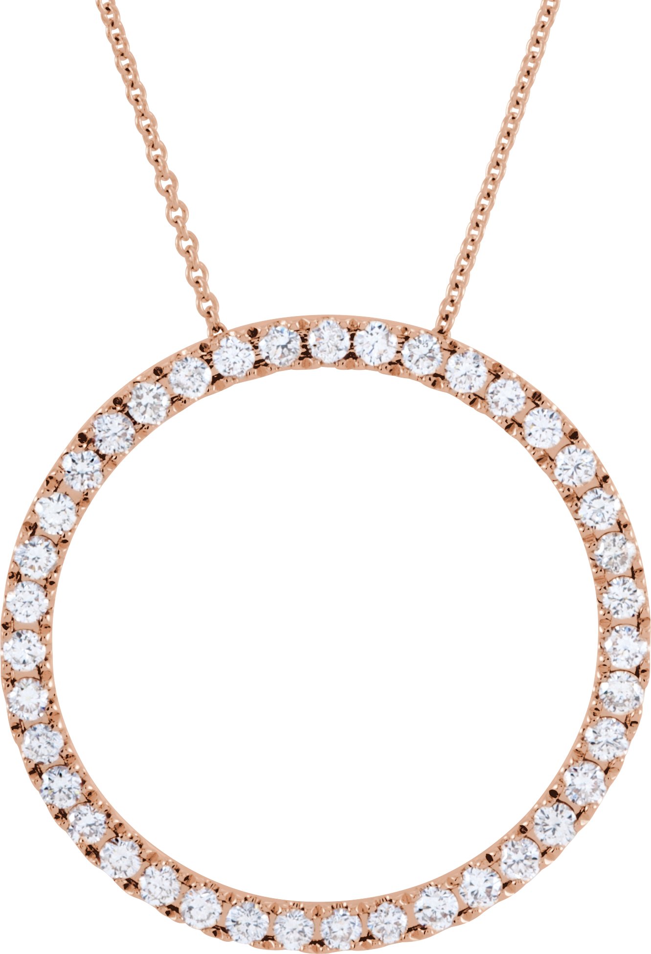 14K Rose 1 CTW Natural Diamond Circle 18" Necklace