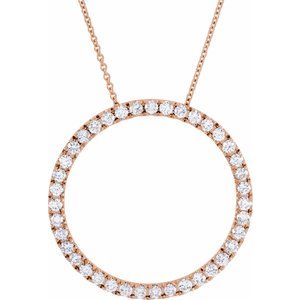 14K Rose 1 CTW Natural Diamond Circle 18" Necklace