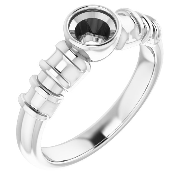 Bezel-Set Baguette Accented Engagement Ring