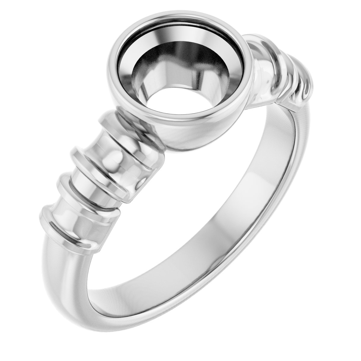 Bezel-Set Baguette Accented Engagement Ring