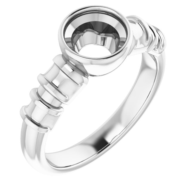 Bezel-Set Baguette Accented Engagement Ring