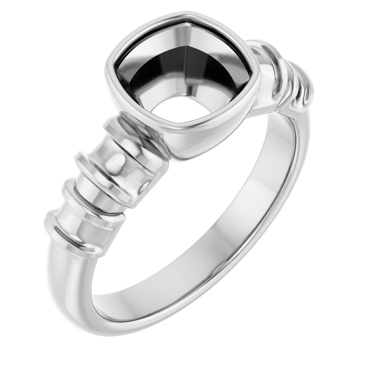 Bezel-Set Baguette Accented Engagement Ring