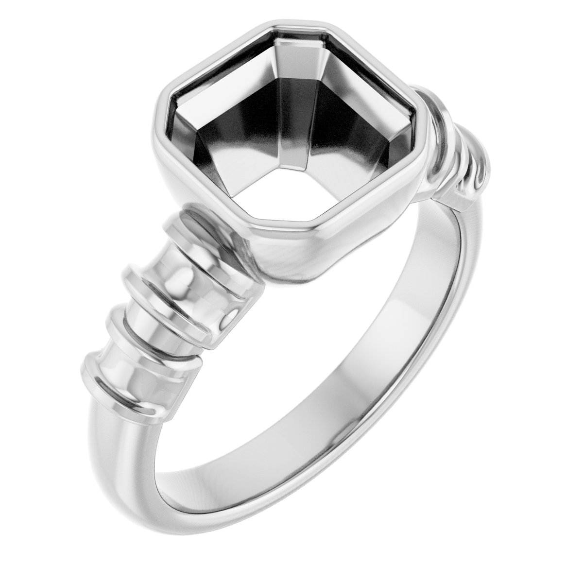 Bezel-Set Baguette Accented Engagement Ring