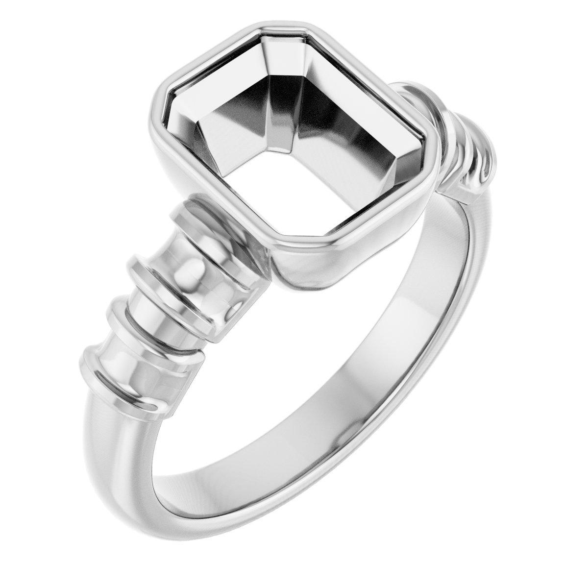 Bezel-Set Baguette Accented Engagement Ring
