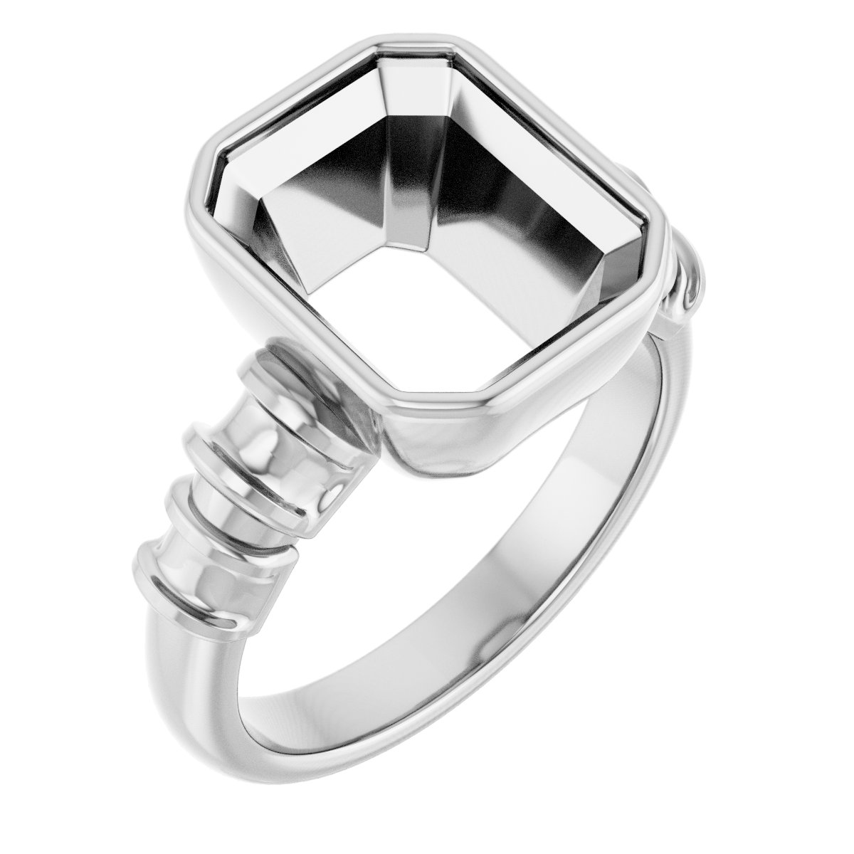 Bezel-Set Baguette Accented Engagement Ring