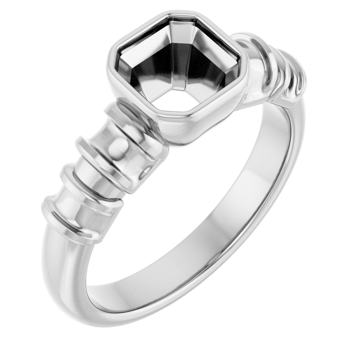Bezel-Set Baguette Accented Engagement Ring
