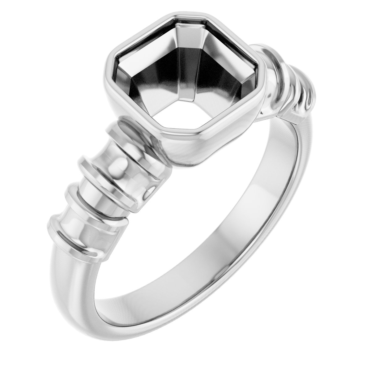 Bezel-Set Baguette Accented Engagement Ring