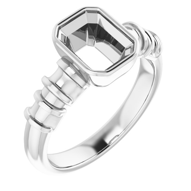 Bezel-Set Baguette Accented Engagement Ring