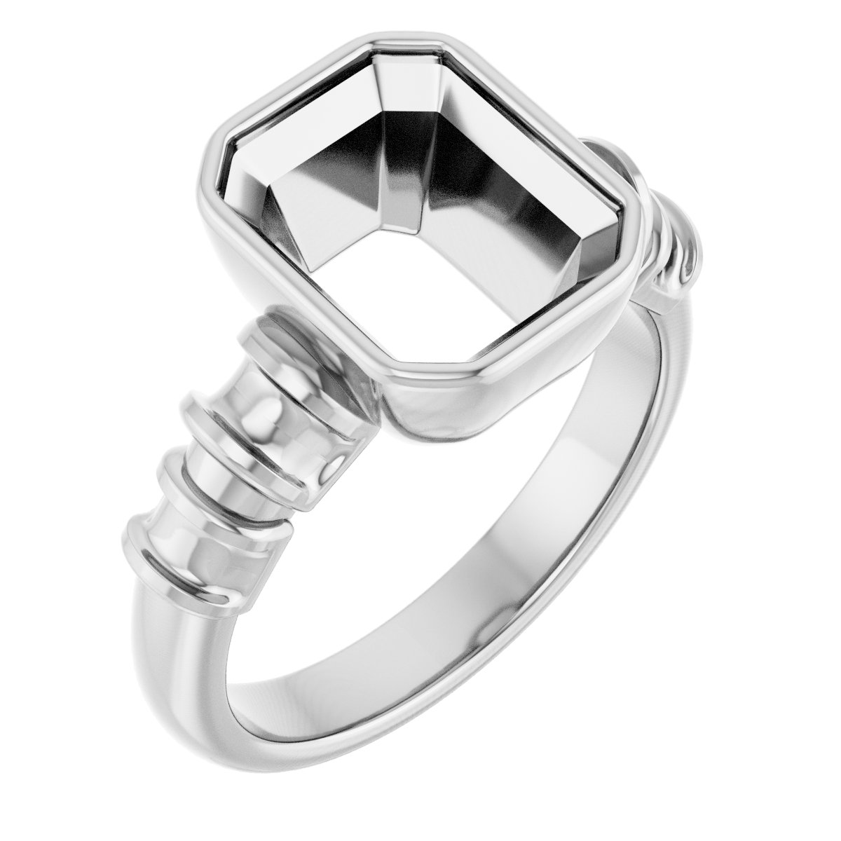 Bezel-Set Baguette Accented Engagement Ring