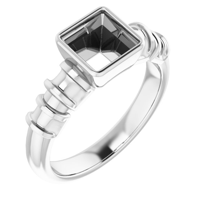 Bezel-Set Baguette Accented Engagement Ring