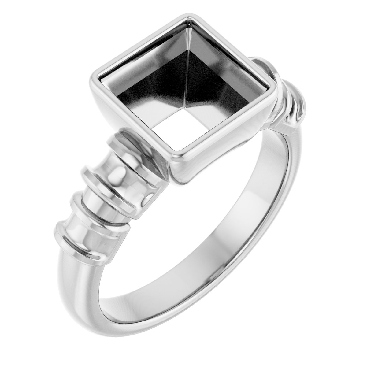 Bezel-Set Baguette Accented Engagement Ring