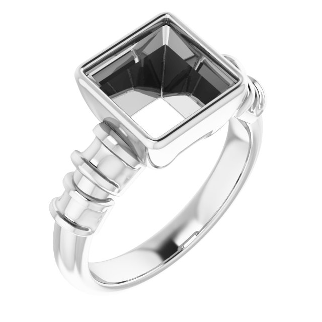 Bezel-Set Baguette Accented Engagement Ring