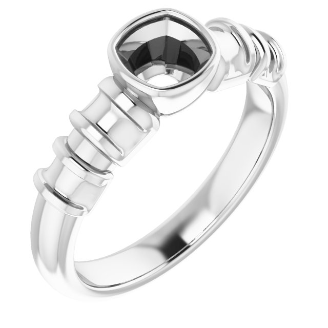Bezel-Set Baguette Accented Engagement Ring