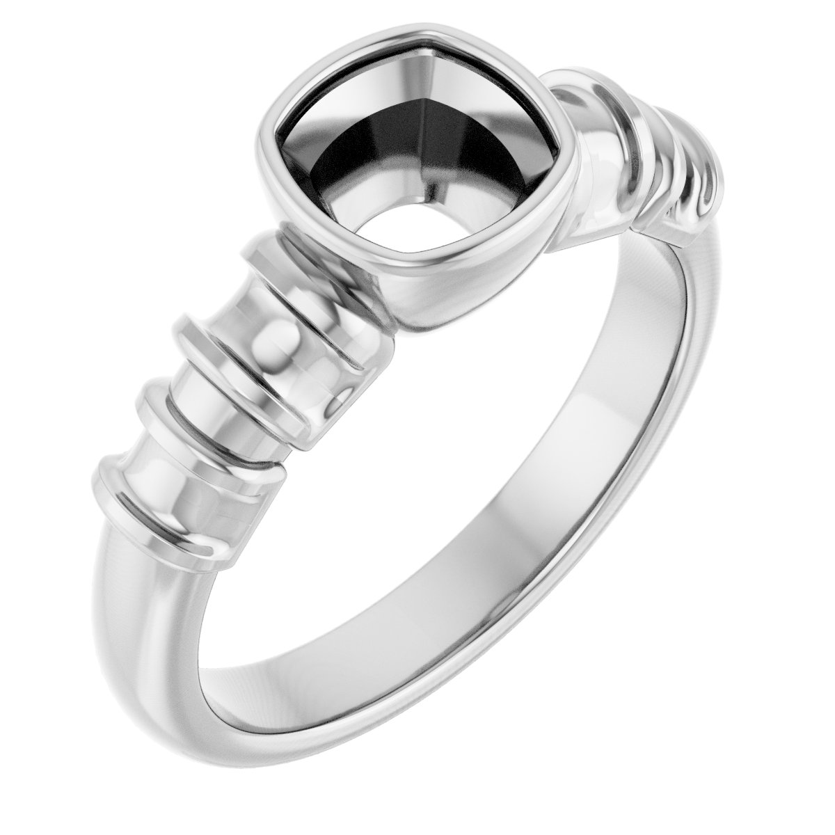 Bezel-Set Baguette Accented Engagement Ring