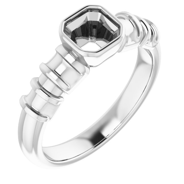 Bezel-Set Baguette Accented Engagement Ring