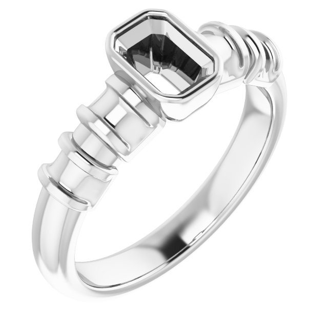 Bezel-Set Baguette Accented Engagement Ring