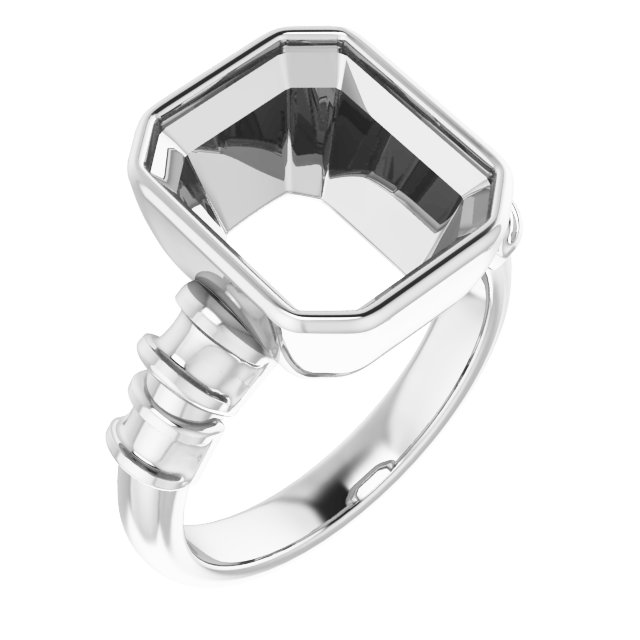 Bezel-Set Baguette Accented Engagement Ring