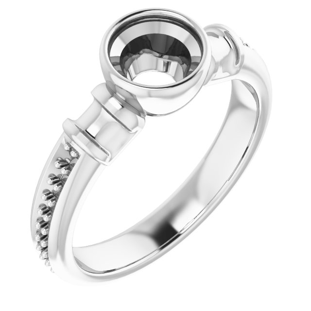 Bezel-Set Baguette Accented Engagement Ring