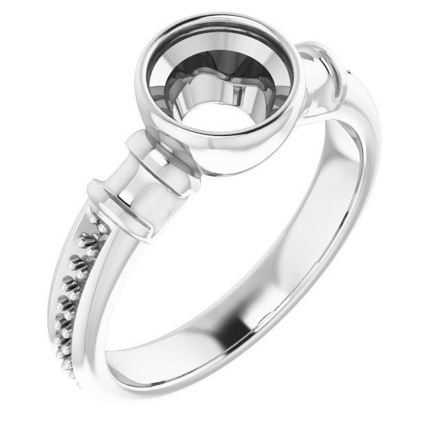 Bezel-Set Baguette Accented Engagement Ring