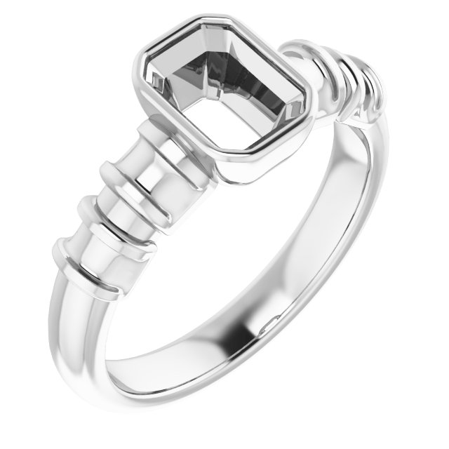 Bezel-Set Baguette Accented Engagement Ring