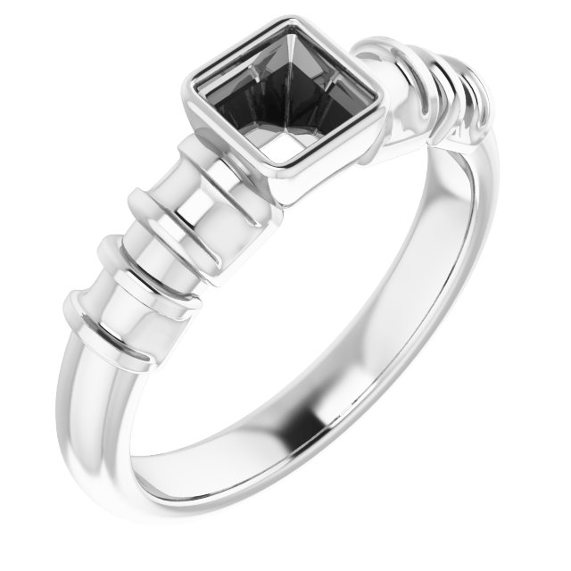 Bezel-Set Baguette Accented Engagement Ring