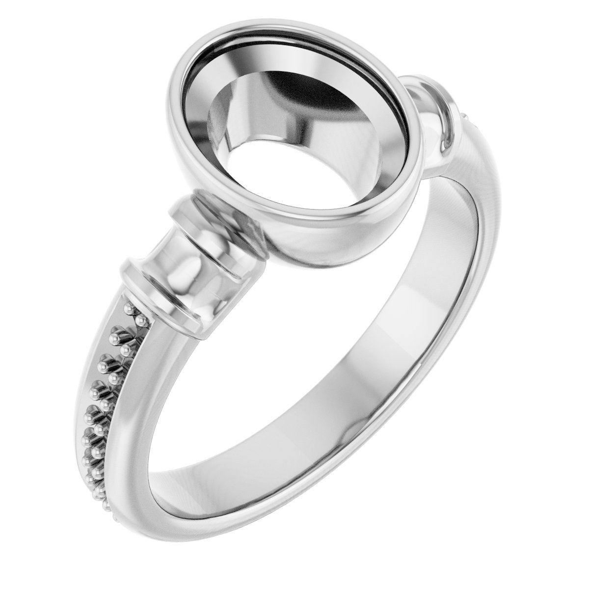 Bezel-Set Baguette Accented Engagement Ring