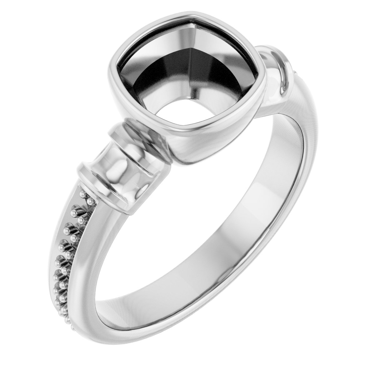 Bezel-Set Baguette Accented Engagement Ring