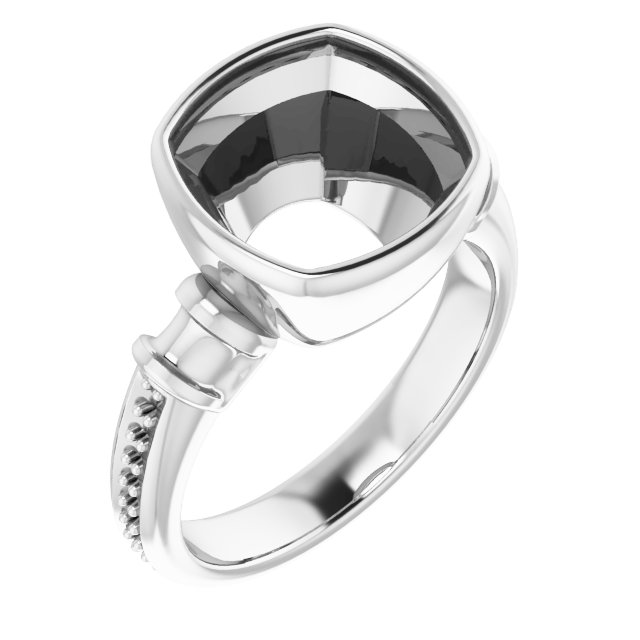 Bezel-Set Baguette Accented Engagement Ring