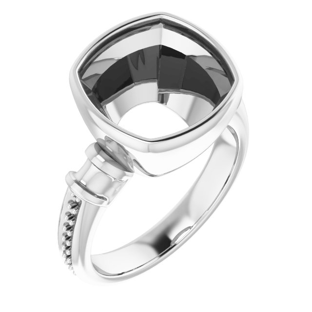 Bezel-Set Baguette Accented Engagement Ring